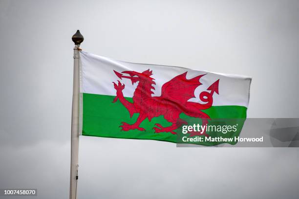 Wales flag seen flying at Cardiff City Hall on April 16, 2018 in Cardiff, United Kingdom.