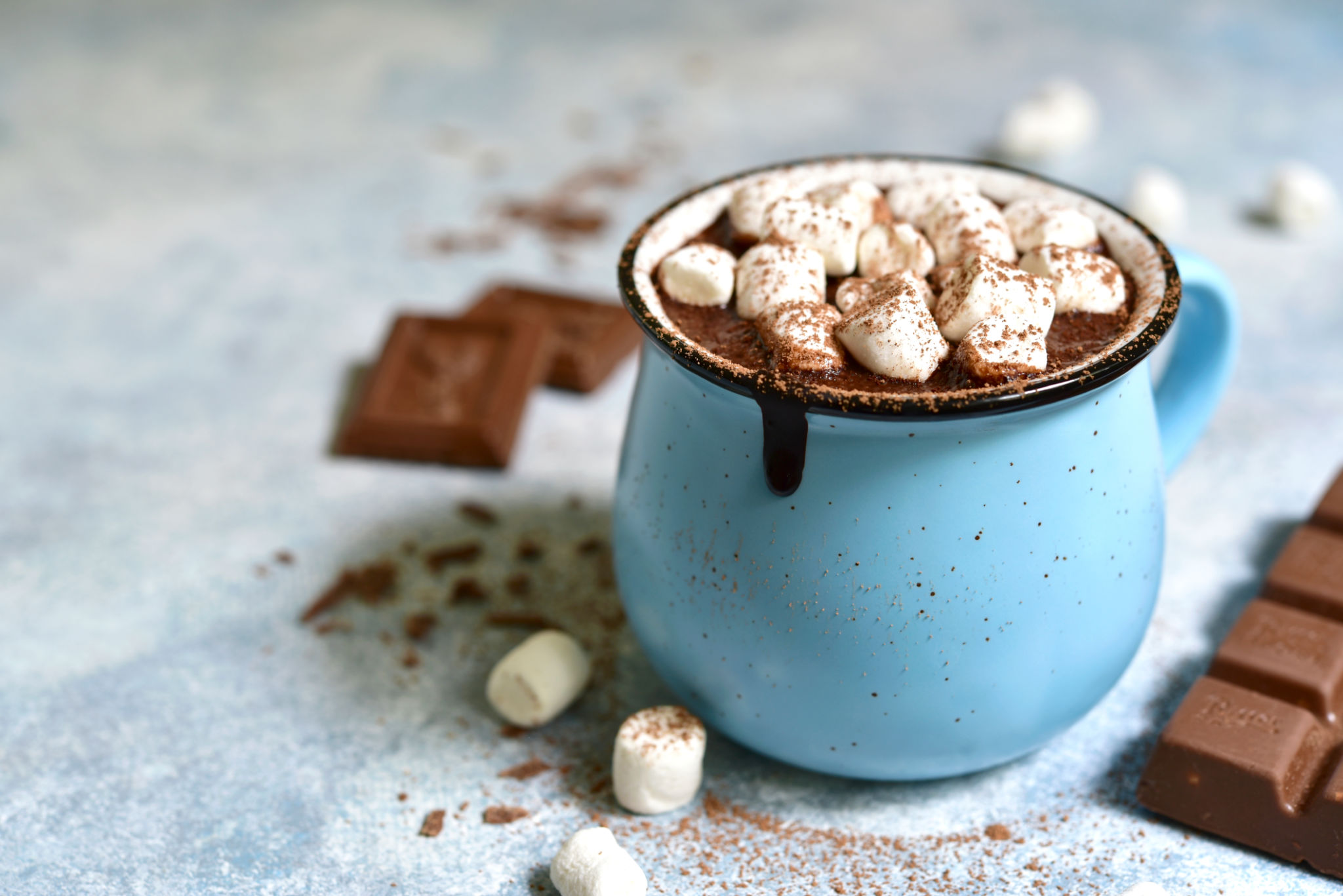Homemade hot chocolate with mini marshmallow Homemade hot chocolate with mini marshmallow