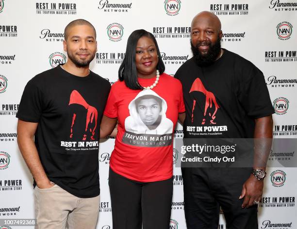 Sybrina Fulton, Jussie Smollett and Tracy Martin attend the Screening And Panel For "Rest In Power: The Trayvon Martin Story" at The Apollo Theater...
