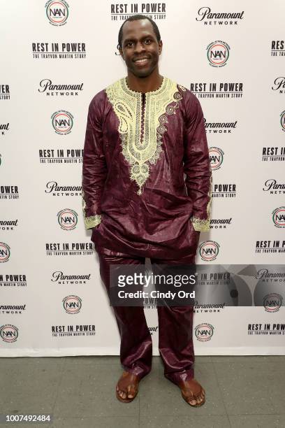 Gbenga Akinnagbe attends the Screening And Panel For "Rest In Power: The Trayvon Martin Story" at The Apollo Theater on July 29, 2018 in New York...