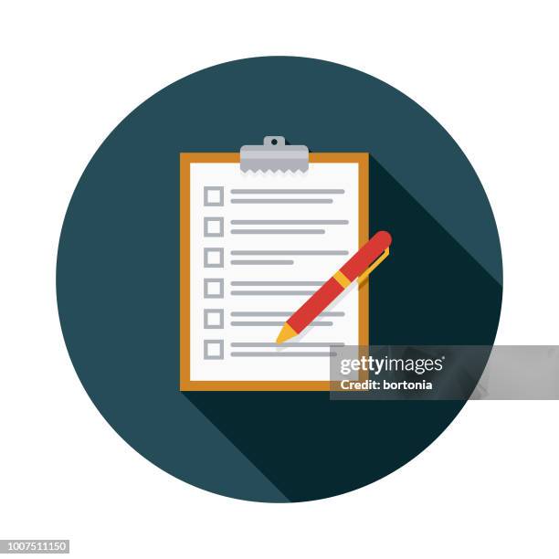 checklist flat design insurance icon - contract icon stock illustrations