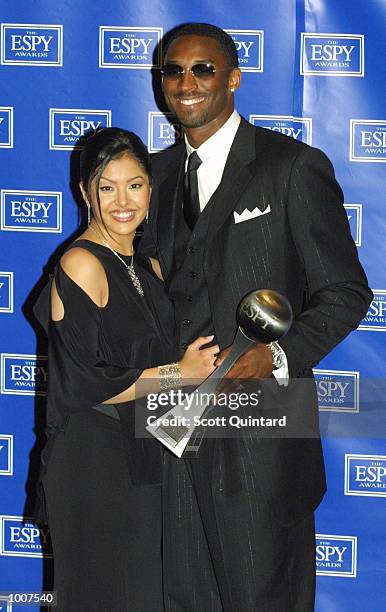 Kobe Bryant of the Los Angeles Lakers and his wife Vanessa Bryant pose backstage during the 10th Annual ESPY Awards at the Kodak Theatre on July 10,...