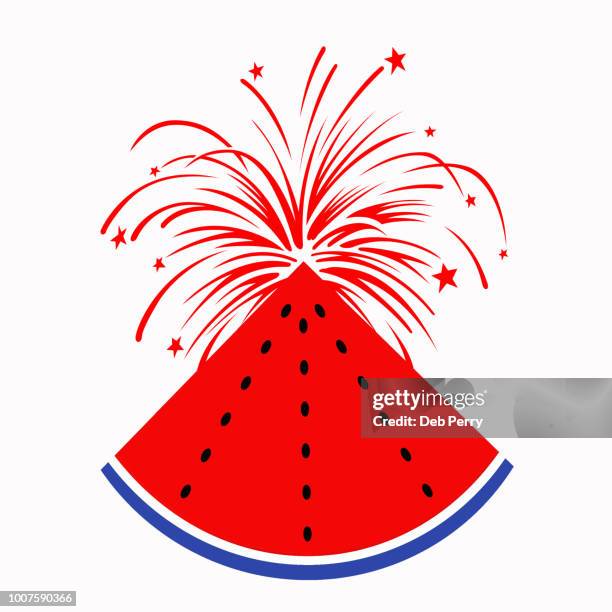 juicy, exploding watermelon slice on white background - exploding watermelon stock pictures, royalty-free photos & images