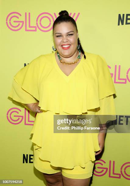 Britney Young attends the FYC GLOW Skate Party at World on Wheels on July 29, 2018 in Los Angeles, California.