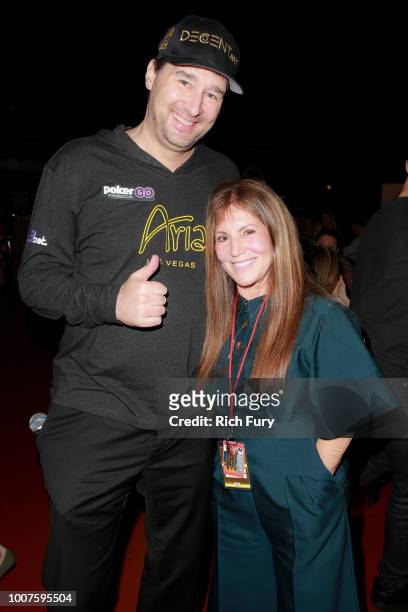 Phil Hellmuth and Shelli Azoff attend the first annual "If Only" Texas hold'em charity poker tournament benefiting City of Hope at The Forum on July...