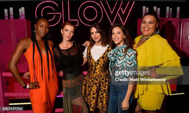 Sydelle Noel, Betty Gilpin, Alison Brie, Jackie Tohn, and Britney Young attend Netflix's "Glow" celebrates its 10 Emmy Nominations with...