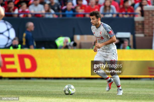 Pedro Chirivella of Liverpool carries the ball during an International Champions Cup match between Manchester United and Liverpool at Michigan...