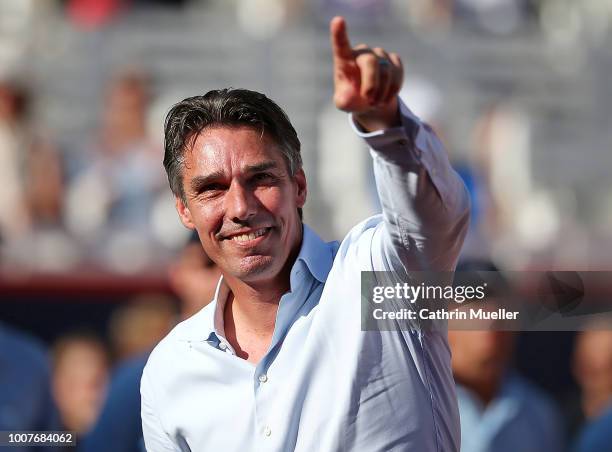 Tournament director Michael Stich says goodbye after 10 year at the German Tennis Championships at Rothenbaum on July 29, 2018 in Hamburg, Germany.