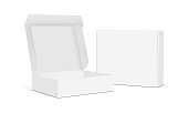 Two blank packaging boxes - open and closed mockup