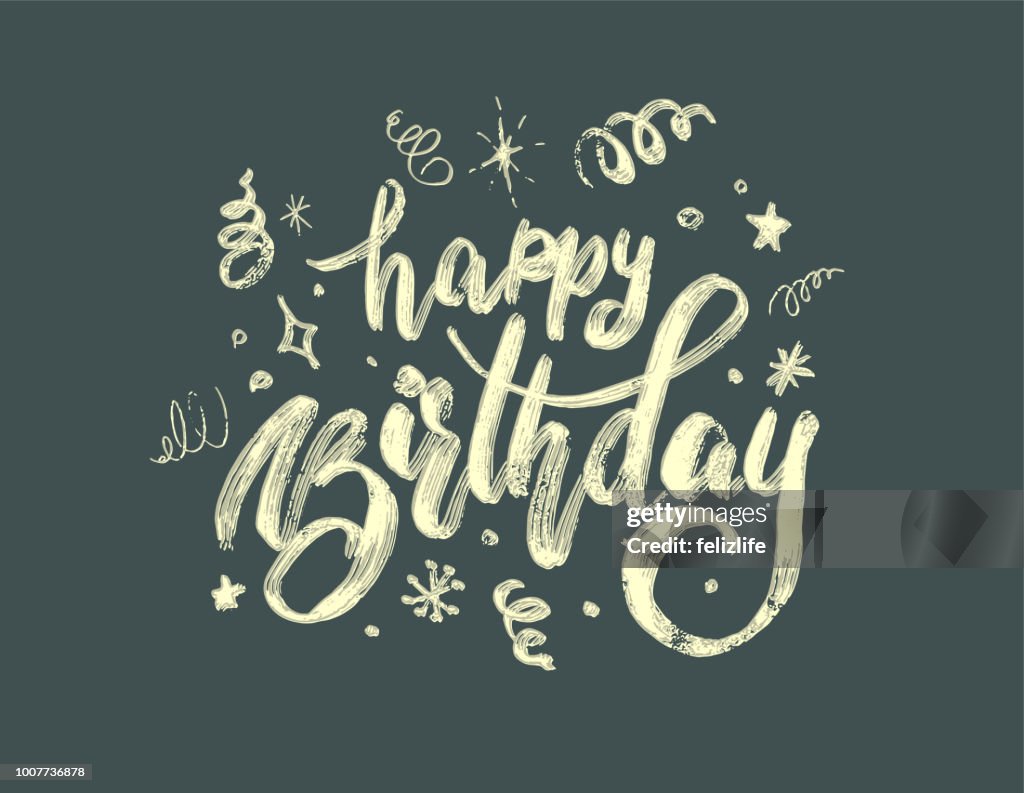 Hand-drawing modern lettering "happy birthday" on white background