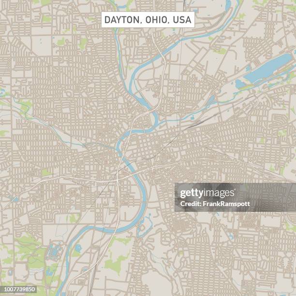 illustrazioni stock, clip art, cartoni animati e icone di tendenza di mappa di dayton ohio us city street - dayton ohio