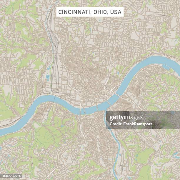 cincinnati ohio us city street map - cincinnati map stock illustrations