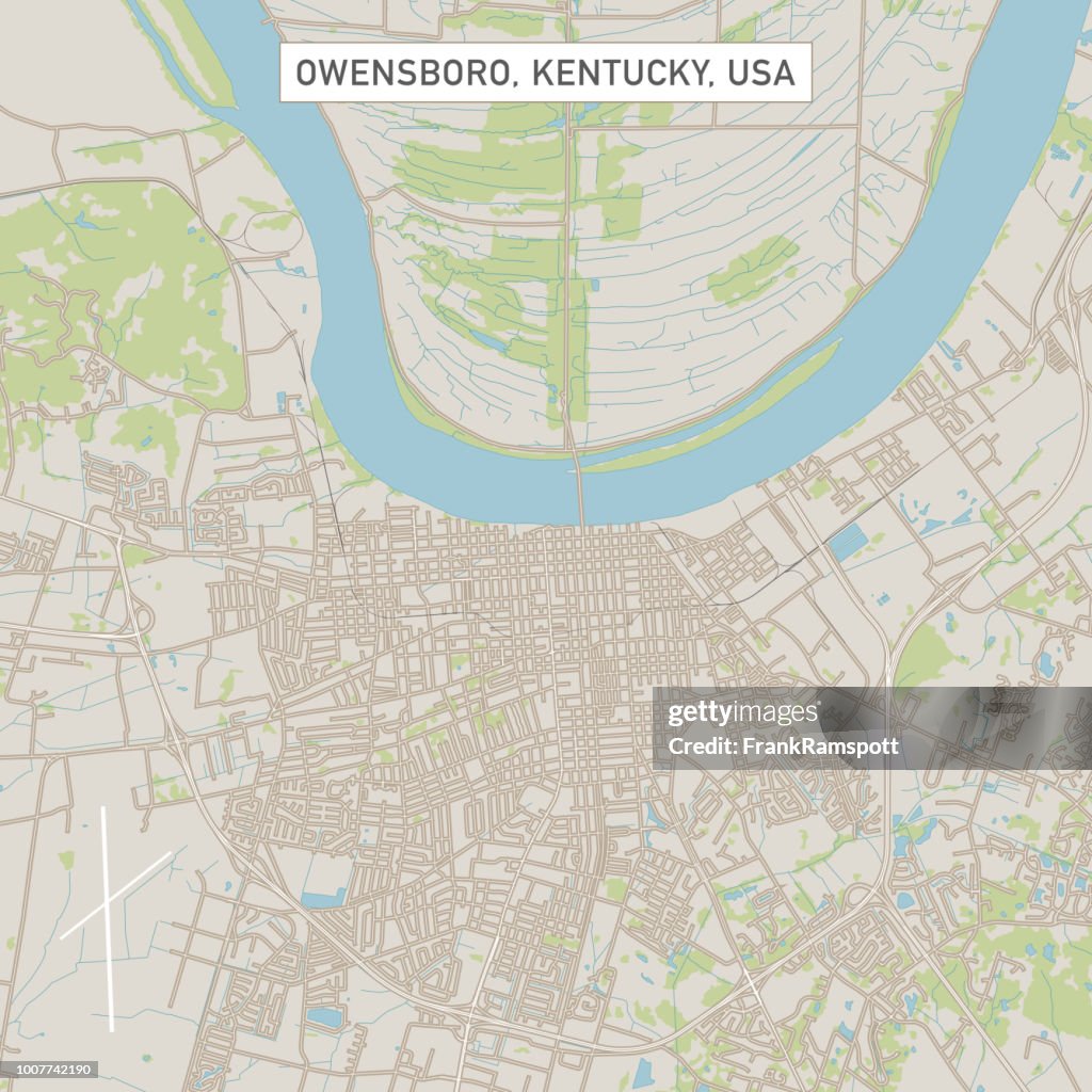 Owensboro Kentucky US City Street Map