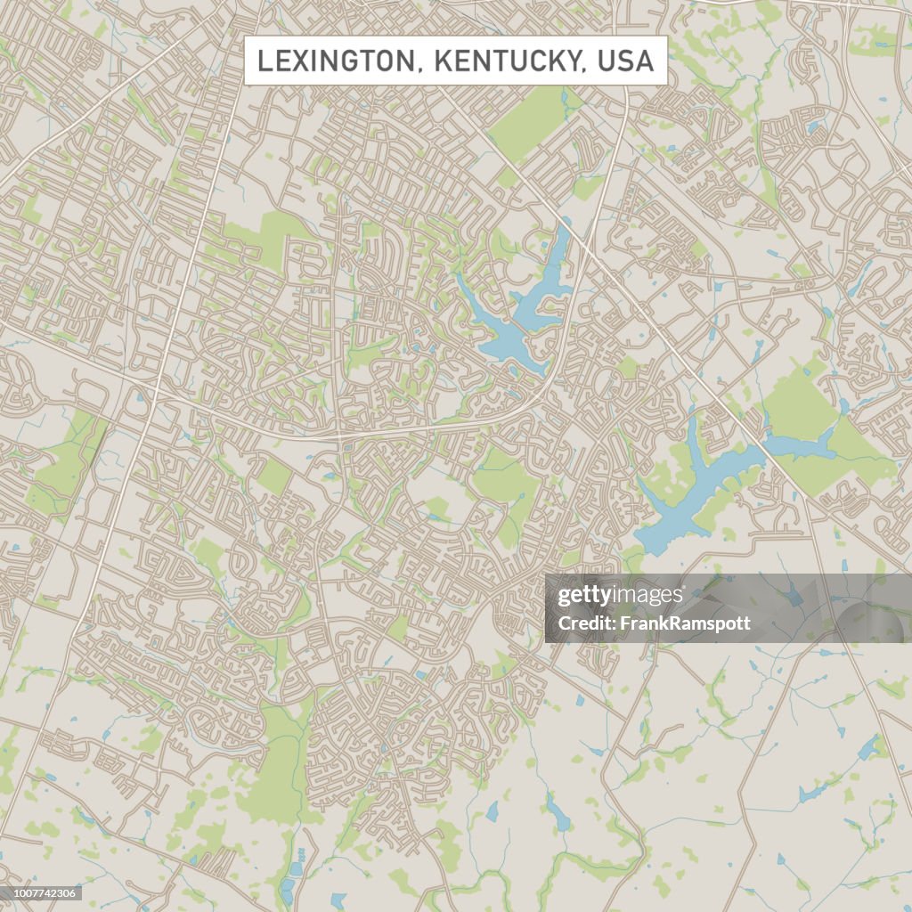 Lexington Kentucky US City Street Map