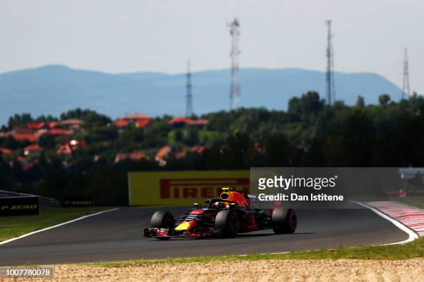 Max Verstappen of the Netherlands driving the Aston Martin Red Bull Racing RB14 TAG Heuer during the Formula One Grand Prix of Hungary at Hungaroring...