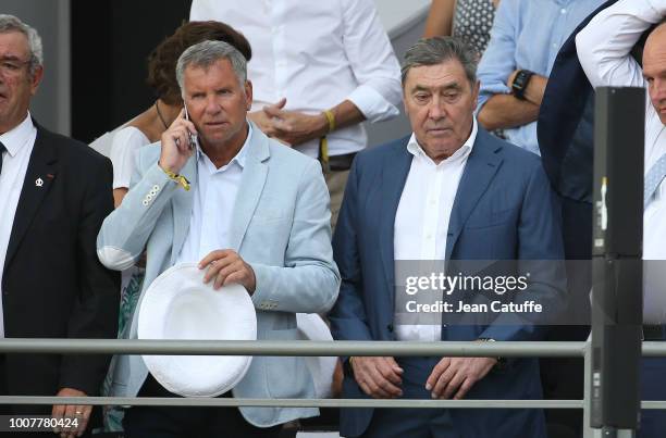 Alain Courtois, Eddy Merckx, ambassador of Brussels, start of the Tour de France 2019 during the podium ceremony following stage 21 of Le Tour de...