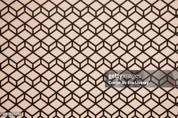 three dimensional square pattern - optical illusion stock pictures, royalty-free photos & images