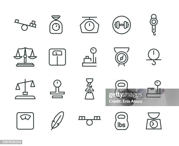 ilustraciones, imágenes clip art, dibujos animados e iconos de stock de conjunto de iconos de peso - equilibrio