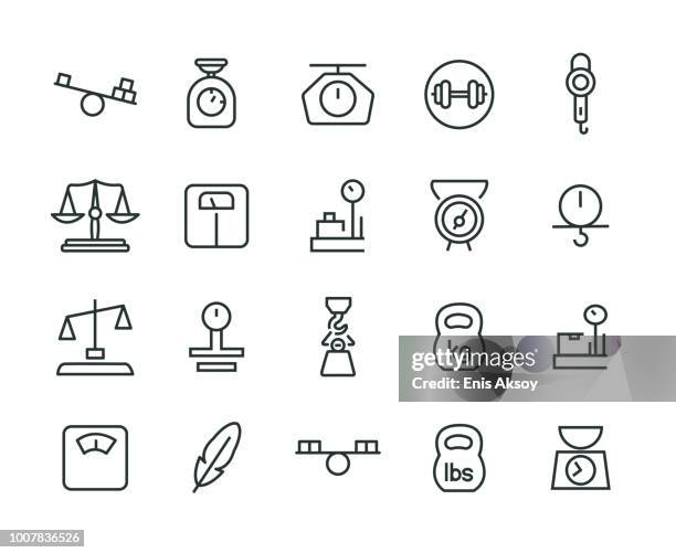 ilustrações de stock, clip art, desenhos animados e ícones de weight icon set - balança
