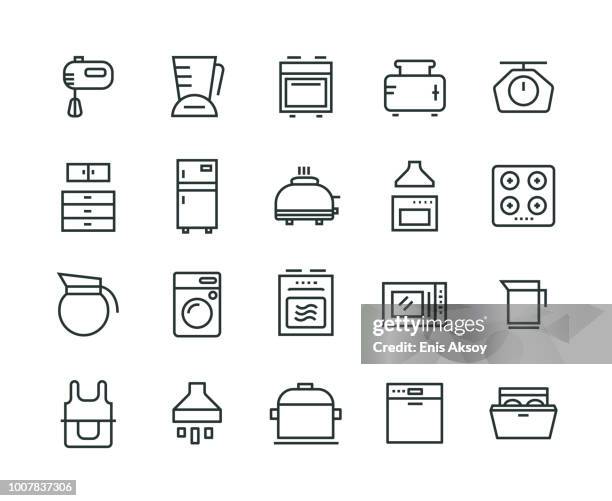 küche-appliance-icon-set - kühlschrank stock-grafiken, -clipart, -cartoons und -symbole