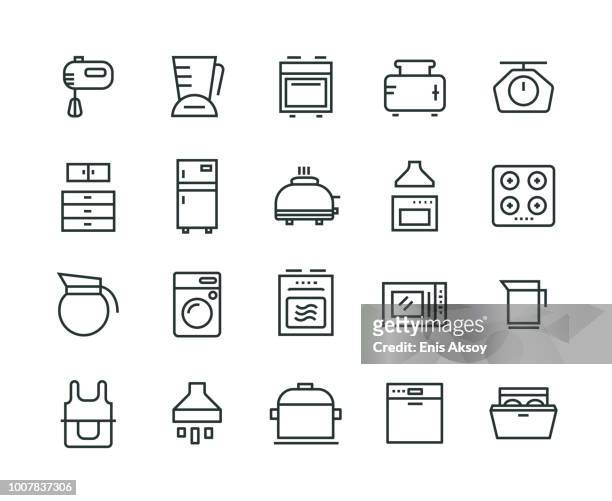stockillustraties, clipart, cartoons en iconen met keuken toestel icon set - food processor