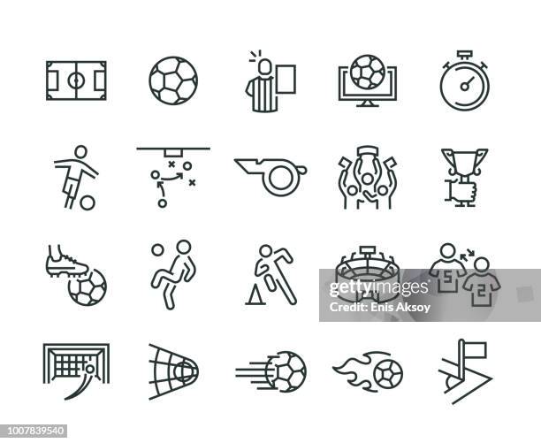 fußball-symbol-set - set sport stock-grafiken, -clipart, -cartoons und -symbole