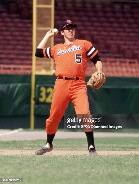 Brooks Robinson Baltimore Orioles in the field during a game from his 1972 season. Brooks Robinson played for 21 years all with the Baltimore Orioles...