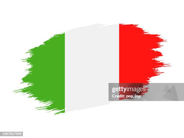 ilustraciones, imágenes clip art, dibujos animados e iconos de stock de italia - grunge bandera vector icono plana - bandera italiana