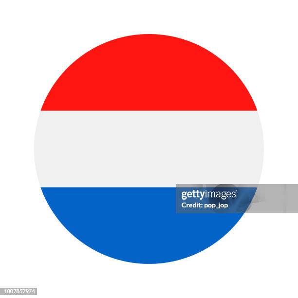 stockillustraties, clipart, cartoons en iconen met nederland - ronde platte vlagpictogram vector - nederlandse vlag