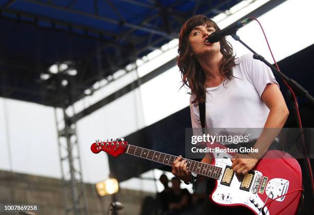 Courtney Barnett performs on day two of the 2018 Newport Folk Festival at Fort Adams State Park in Newport, RI on July 28, 2018.