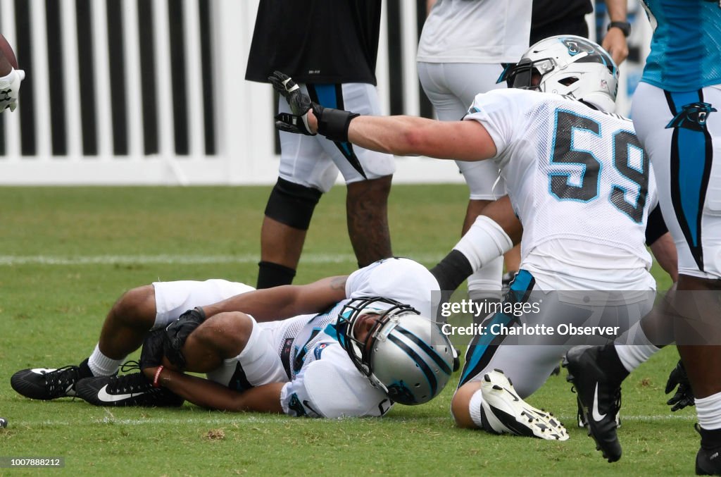 Cookrell Carolina Panthers defensive back Ross Cockrell holds his left leg ...