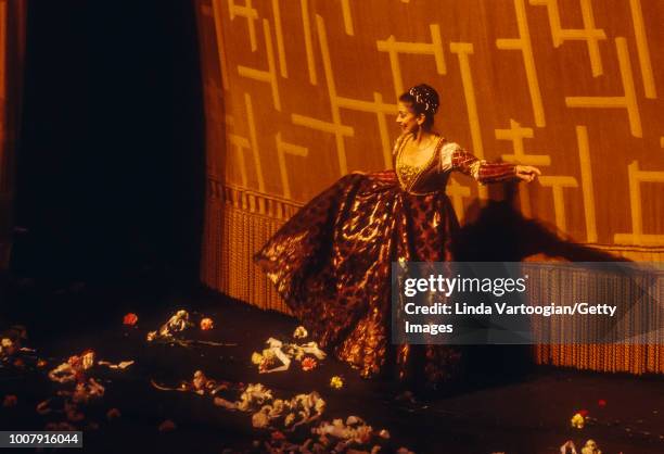 With La Scala Opera Ballet, English ballerina Dame Margot Fonteyn takes a bow after a performance of 'Romeo and Juliet' at the Metropolitan Opera...