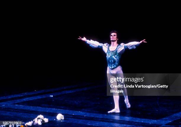 With La Scala Opera Ballet, Russian dancer and choreographer Rudolf Nureyev takes a bow after a performance of his 'Romeo and Juliet' at the...