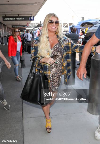 Jessica Simpson is seen at LAX on July 30, 2018 in Los Angeles, California.