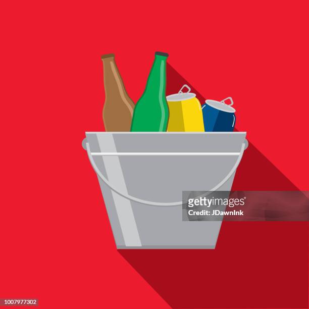ilustrações, clipart, desenhos animados e ícones de o gelo balde plana design bbq ou churrasco ícone temático com sombra - bucket
