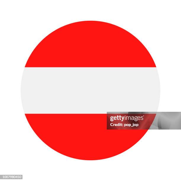 österreich - runde flaggensymbol vektor flach - österreichische flagge stock-grafiken, -clipart, -cartoons und -symbole