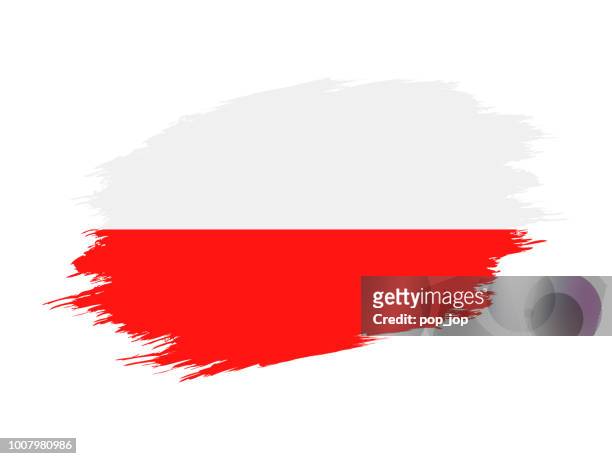 illustrazioni stock, clip art, cartoni animati e icone di tendenza di polonia - grunge flag vector flat icon - polonia