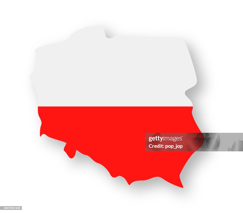 Polen - Kontur Land Vektor flache Flaggensymbol