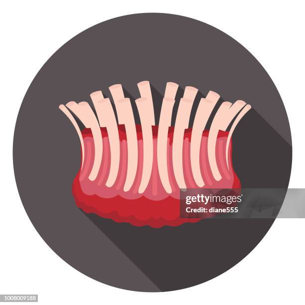 stockillustraties, clipart, cartoons en iconen met verse crown roast vlees pictogram - getrancheerd ribstuk