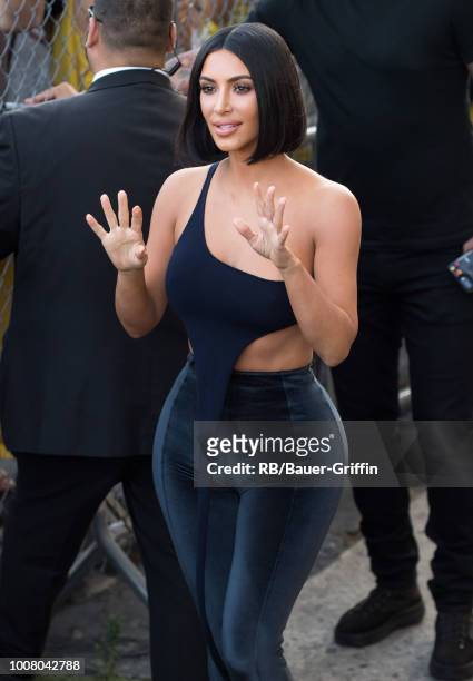 Kim Kardashian is seen at 'Jimmy Kimmel Live' on July 30, 2018 in Los Angeles, California.
