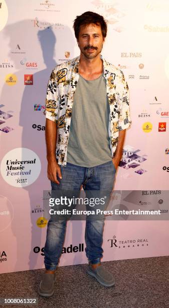 Hugo Silva attends the Steven Tyler concert photocall at Royal Theatre during Universal Music Festival on July 30, 2018 in Madrid, Spain.