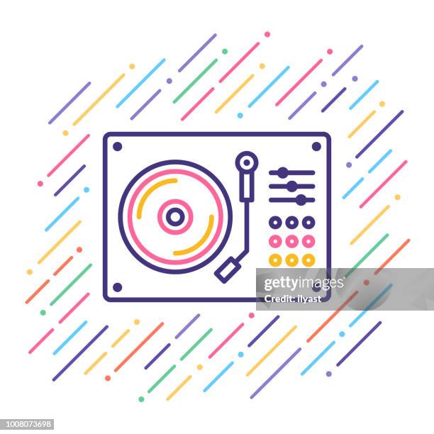 stockillustraties, clipart, cartoons en iconen met muziek mixer lijn pictogram - edm