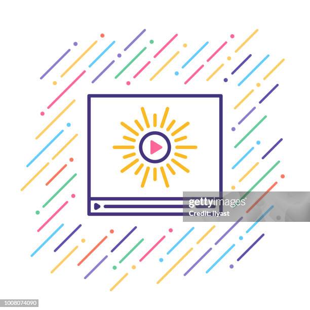 music video line icon - blockbuster video store stock illustrations