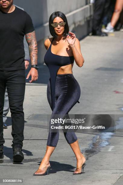 Kim Kardashian is seen arriving at 'Jimmy Kimmel Live' on July 30, 2018 in Los Angeles, California.