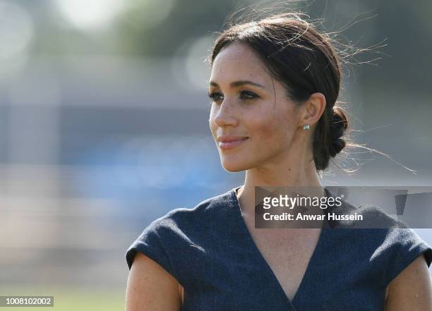 Meghan, Duchess of Sussex attends the Sentebale ISPS Handa Polo Cup at the Royal County of Berkshire Polo Club on July 26, 2018 in Windsor, England.