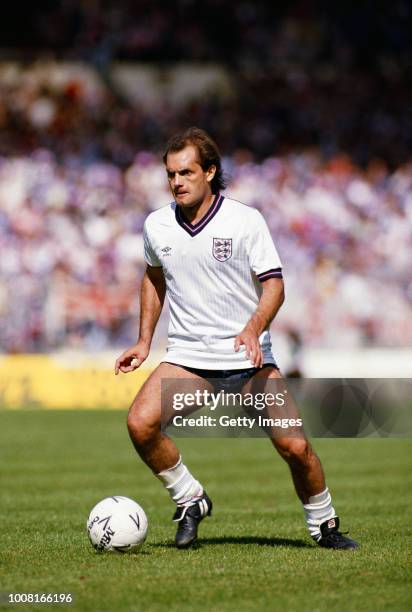 England player Ray Wilkins on the ball during an International Friendly match against USSR at Wembley Stadium on June 2, 1984 in London, England.