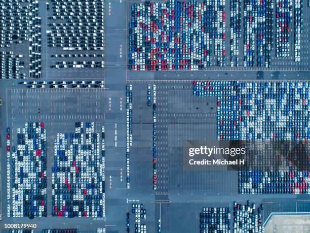 large number of cars at parking lot - future car design stock pictures, royalty-free photos & images
