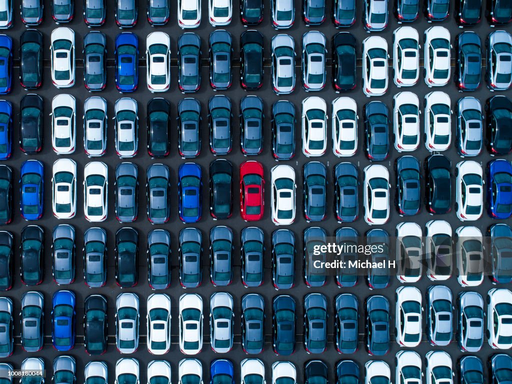 Large number of cars at parking lot