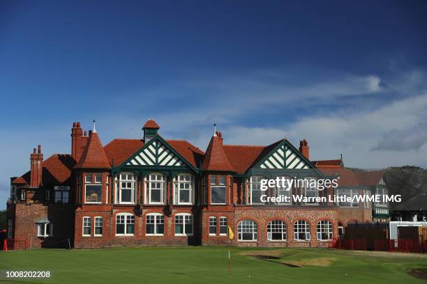 General View of the 18th green and the clubhouse during a pro-am round ahead of the Ricoh Women's British Open at Royal Lytham & St. Annes on July...