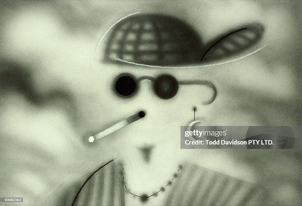 'HIP' YOUNG MAN SMOKES CIGARETTE